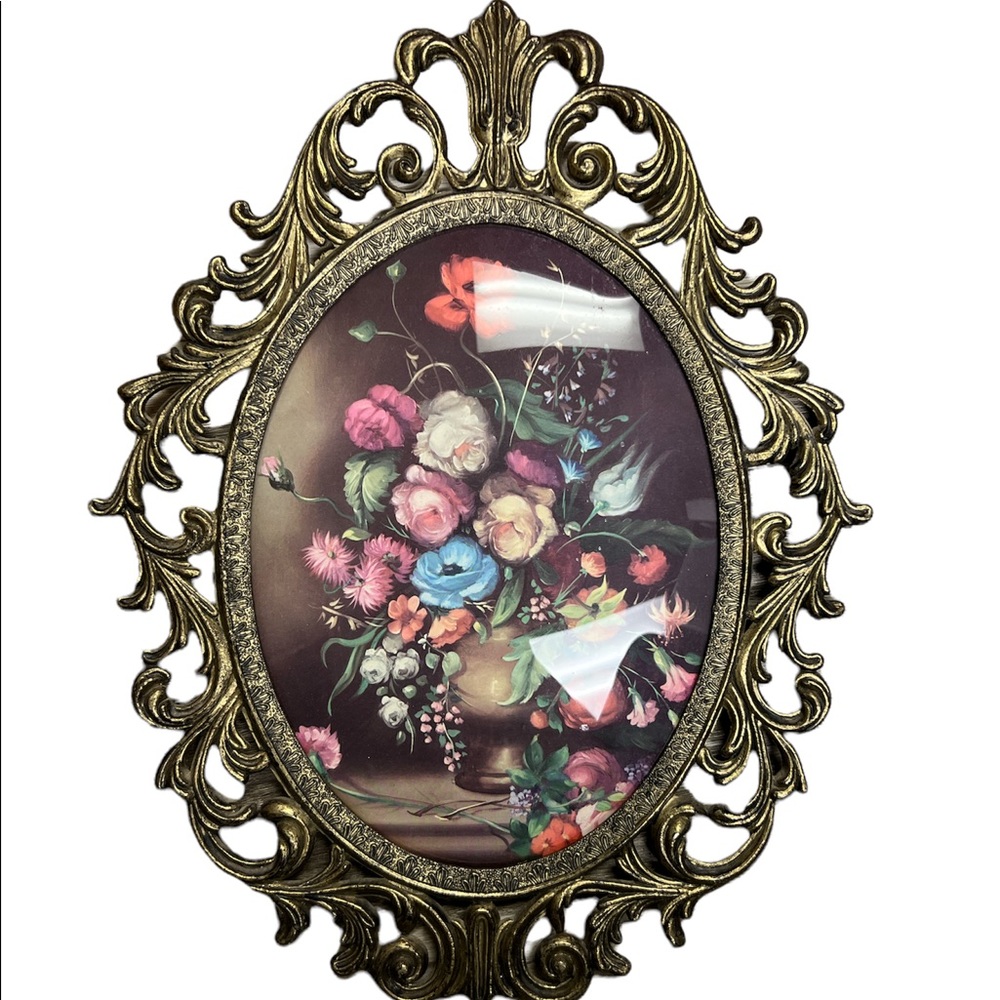 Vintage ornate gold metal picture